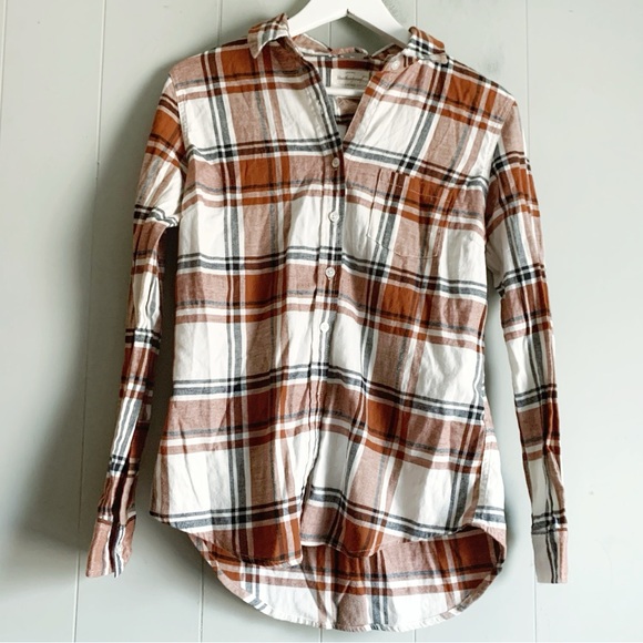 Weatherproof Vintage Comfort Stretch Flannel Button-Up Shirt Rust Plaid Size S - Picture 2 of 6